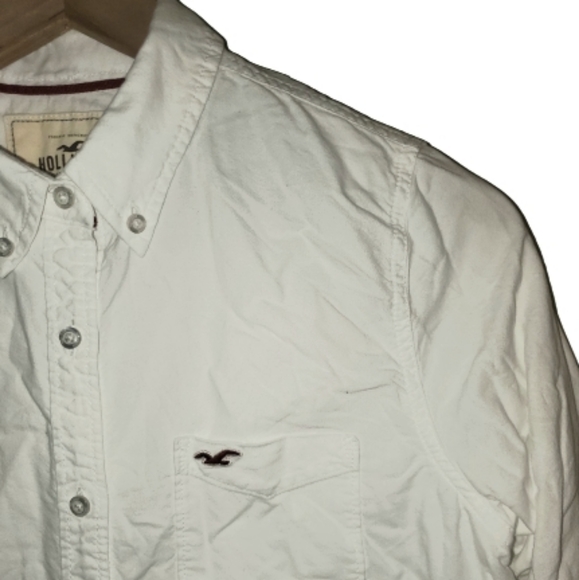 Hollister Wmns White Button Down Long Sleeve Shirt - Picture 4 of 7